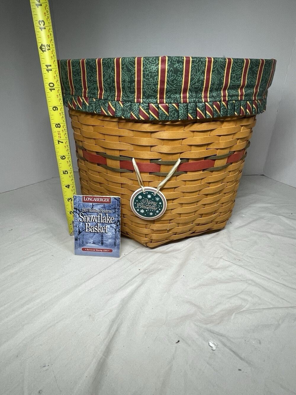 Vintage Near Mint Longaberger 1997 Snowflake Basket w:plastic protector